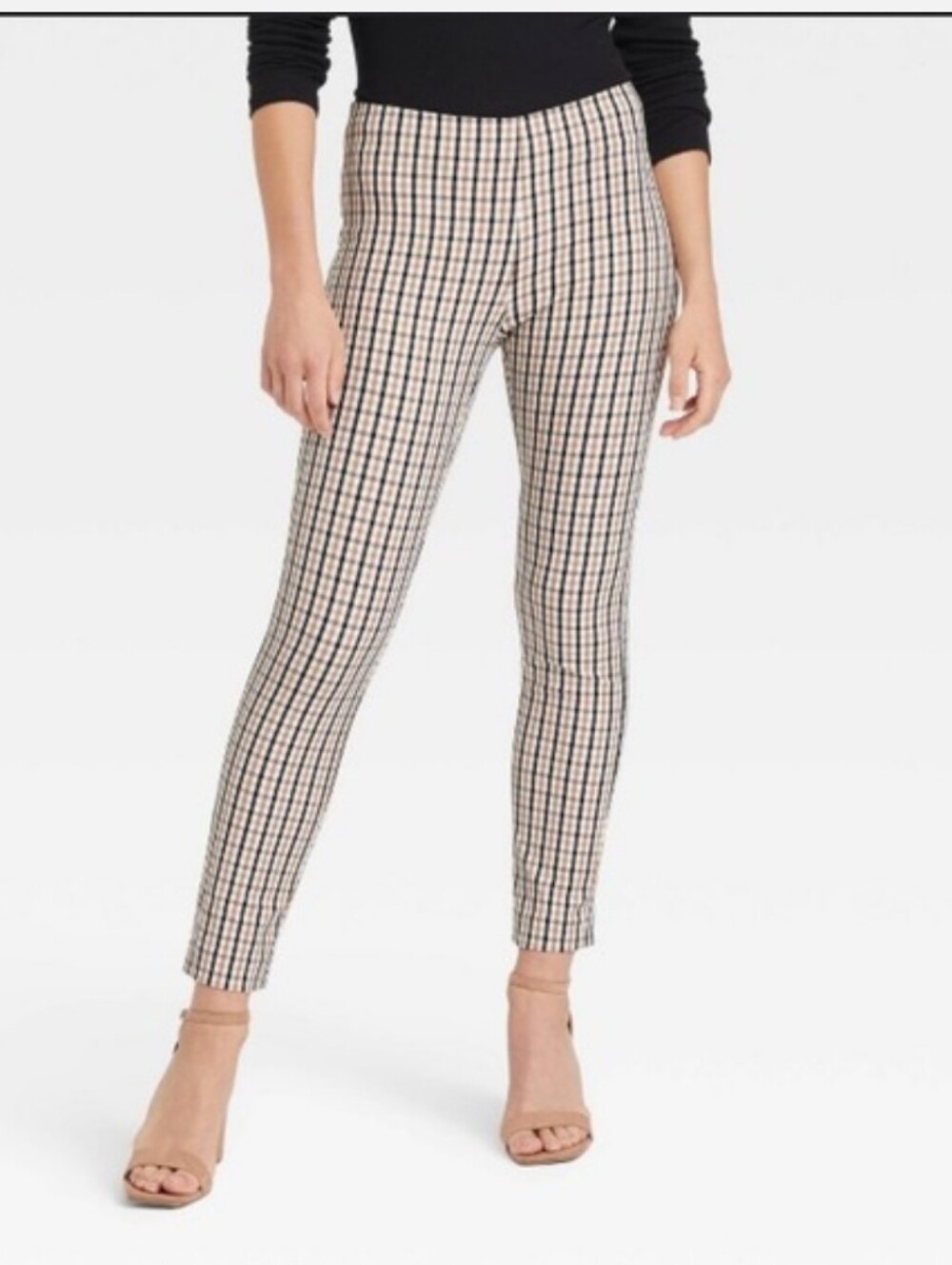a new day Beige and Black Plaid Ankle Pants